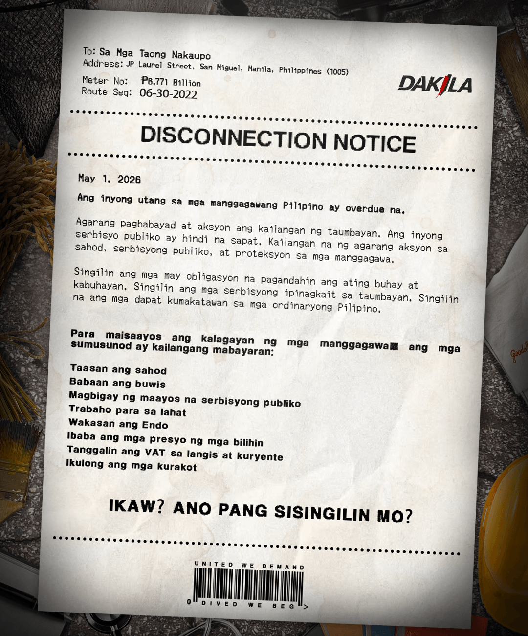 Disconnection Notice: Panahon ng Singilan